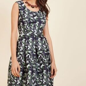 Modcloth "Bamboo Debut" Fit and Flare Brocade Dress